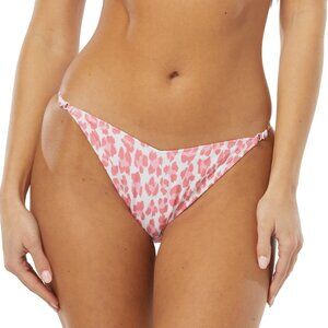 Sundazed Women's Pink Animal Print Adjustable Strap Bikini Bottoms Size L - NWT